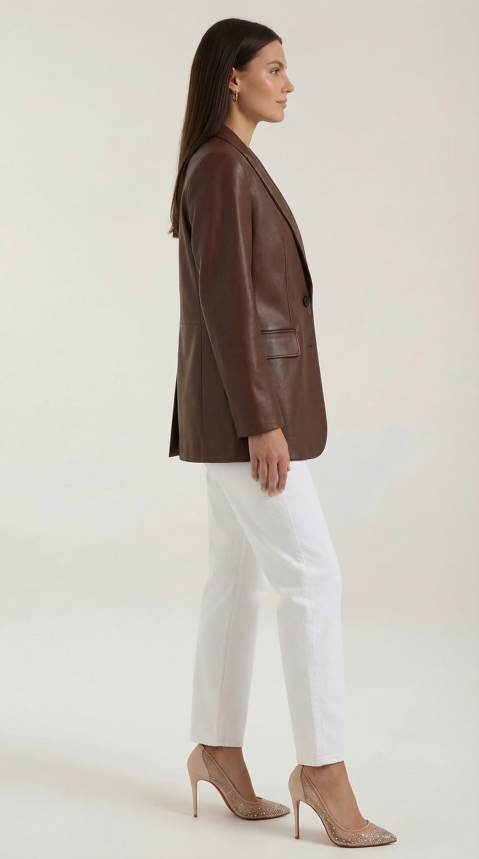 Blazer Donna in Ecopelle Lucido Oversize Strutturato
