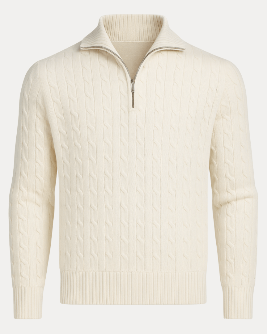 Aurazio Maglione Uomo Treccia Elegante In Misto Lana Caldo Texture Raffinata E Comfort Assoluto