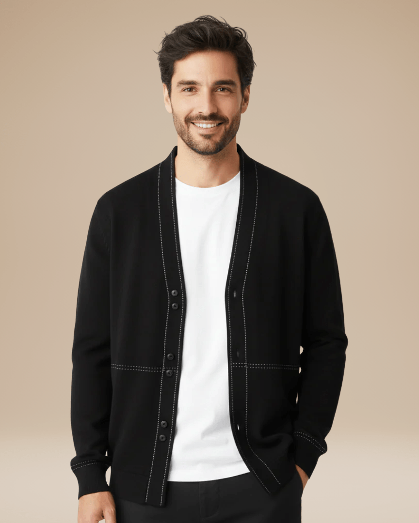 Aurazio Cardigan Uomo Leggero Maglia Fine In Cotone Morbido Versatile E Caldo Per Strati