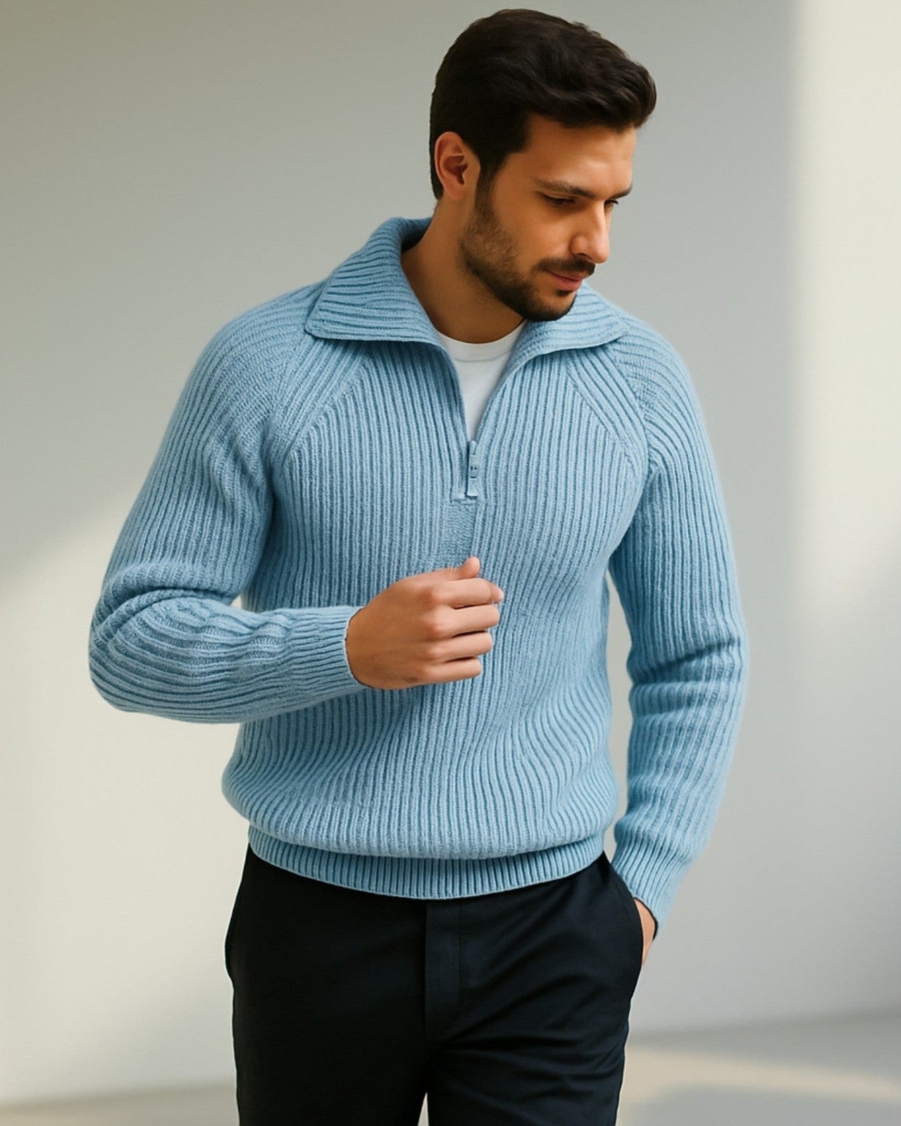 Aurazio Maglione con zip a metà torace da uomo