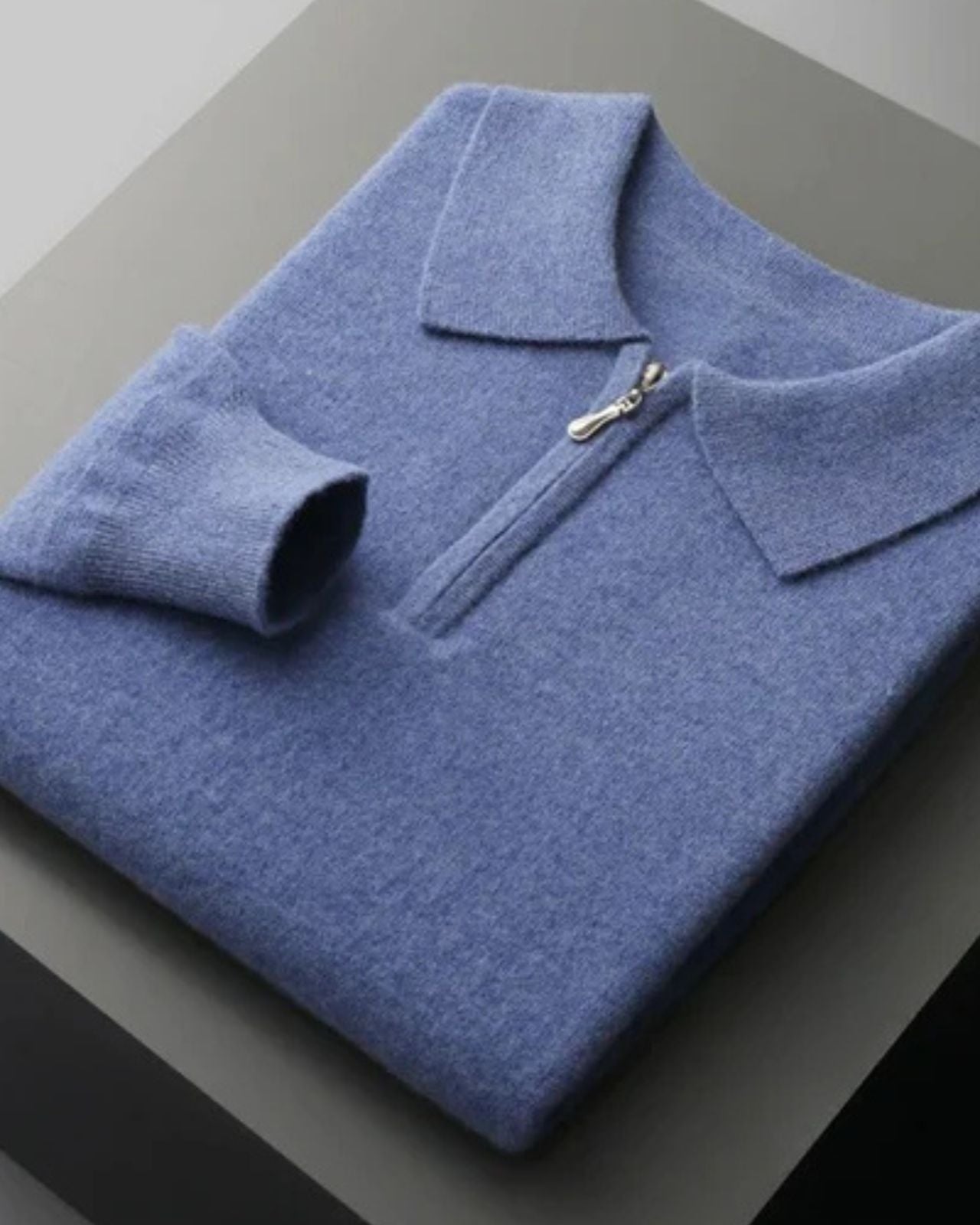 Aurazio Polo in Lana Merino con Zip da Uomo