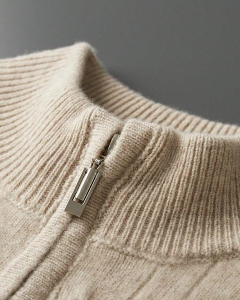 Aurazio Maglione in Lana Merino con Zip da uomo