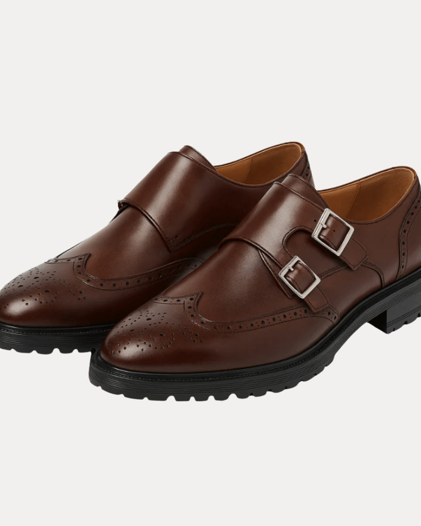 Aurazio Monk Strap Uomo Elegante Scarpe In Pelle Liscia Chiusura A Fibbia Singola Regolabile
