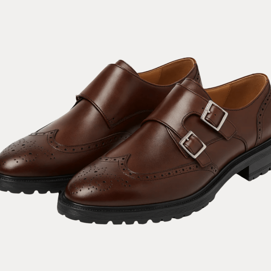 Aurazio Monk Strap Uomo Elegante Scarpe In Pelle Liscia Chiusura A Fibbia Singola Regolabile