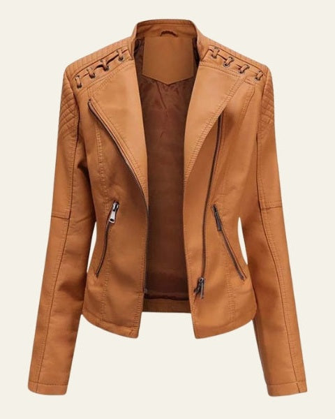 Aurazio Giacca in Pelle Vegana Rosa Cipria per Donne