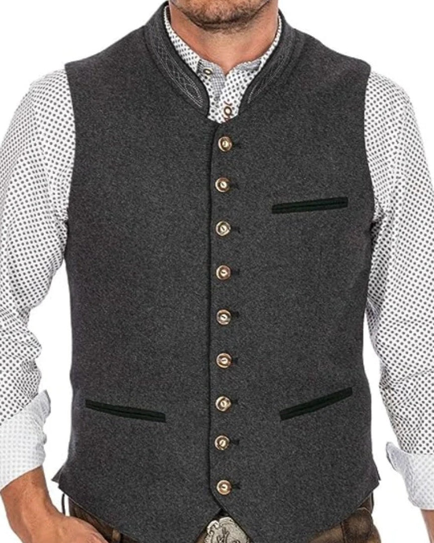 Aurazio Gilet Bottonato in Tessuto Heritage da Uomo