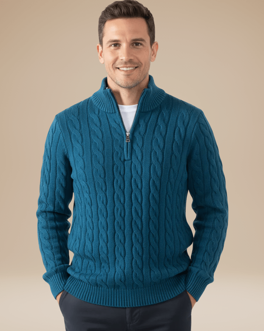 Aurazio Maglione A Treccia Con Mezza Zip Unisex Comfort E Stile Per Ogni Occasione