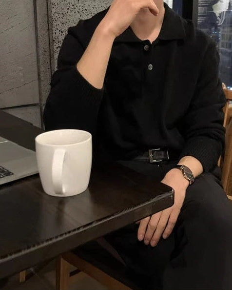 Aurazio Maglione polo in maglia morbida da uomo