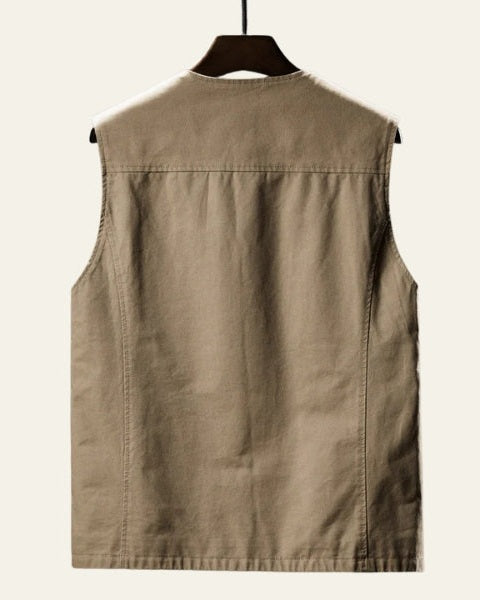 Aurazio Gilet in Cotone Dritto con Tasche da uomo