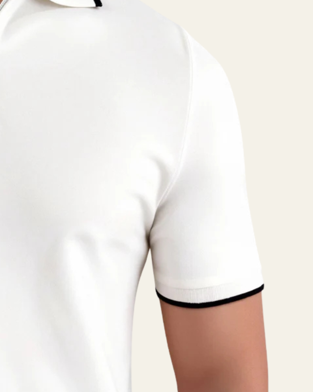 Aurazio Polo con Zip a Metà da Uomo con Dettaglio a Contrasto