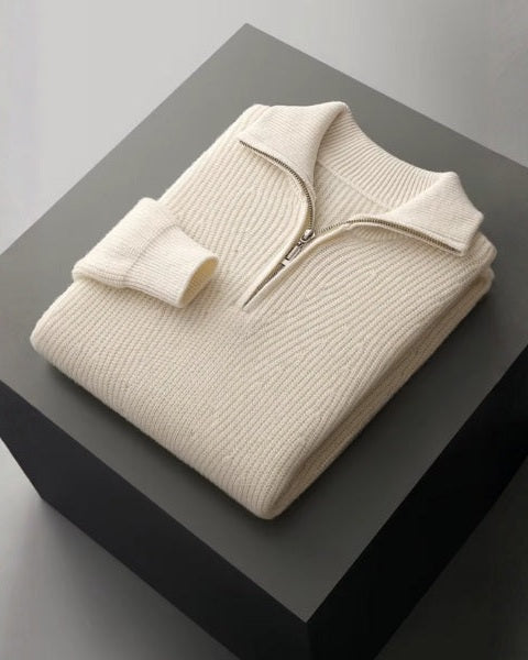 Aurazio Maglione in lana merino con zip da uomo