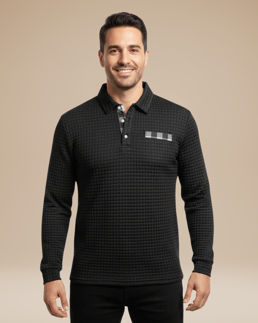 Aurazio Polo Uomo Maniche Lunghe In Maglia A Nido D Ape Calda Ed Elegante Traspirante E Comfort