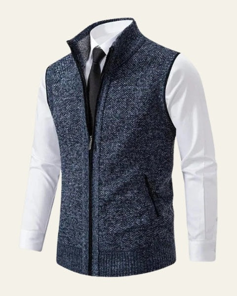 Aurazio Gilet di lana con zip da uomo elegante
