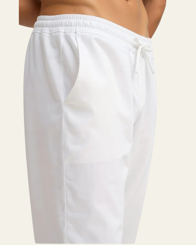 Aurazio Pantaloni in cotone-lino con coulisse da uomo