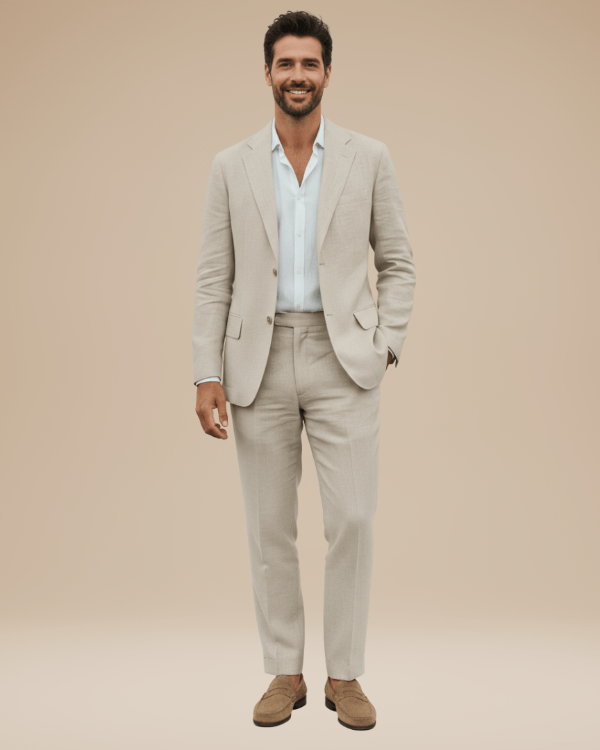 Aurazio Abito Sartoriale Uomo In Lino Traspirante Per Matrimoni E Eventi Estivi In Città