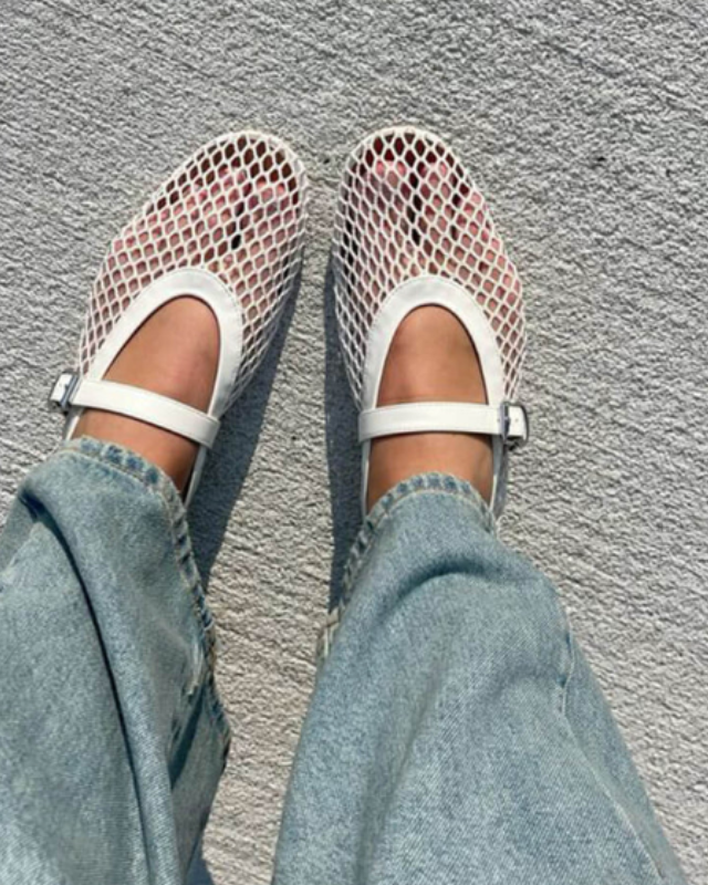 Aurazio Scarpe Mary Jane in mesh da donna