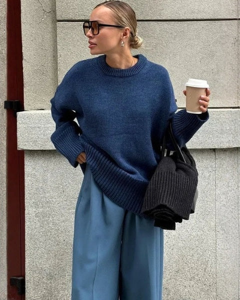 Maglione Donna Oversize in Misto Lana Spalle Scese