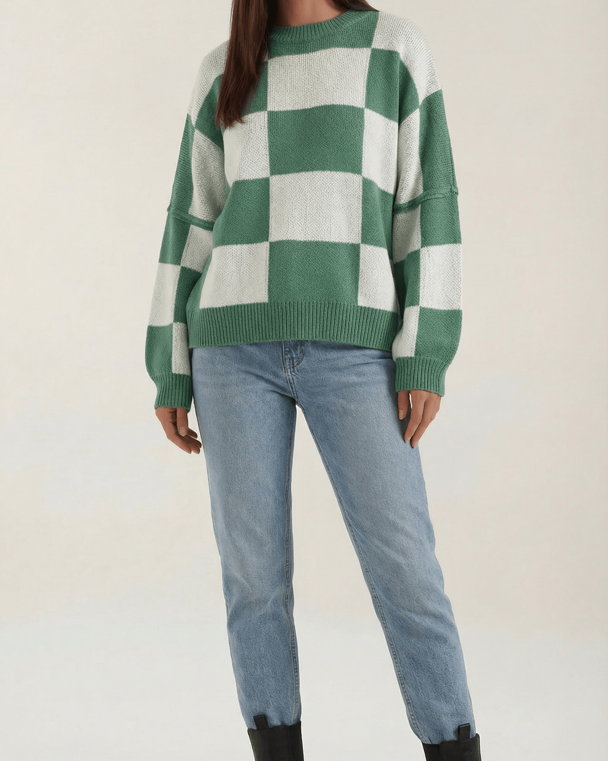 Aurazio Maglione a Quadri Checkered da Donna