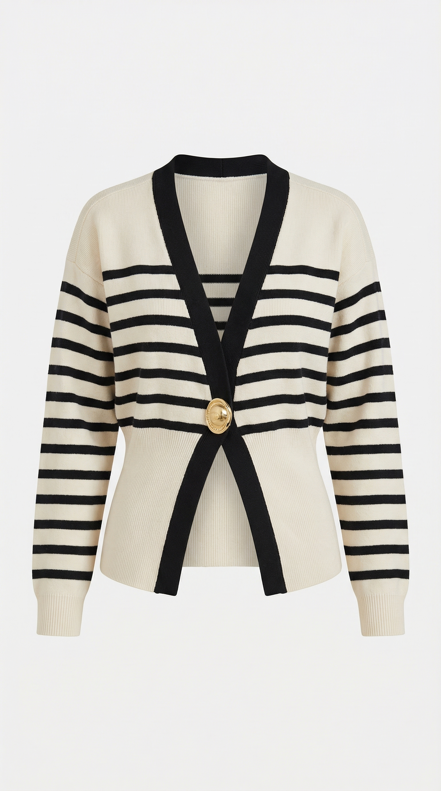 Cardigan Donna Scollo a V Profondo Bottone Dorato Aderente