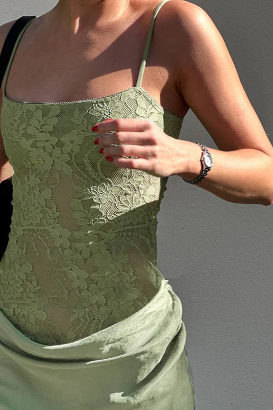Aurazio Vestito Lungo in Pizzo Floreale da Donna