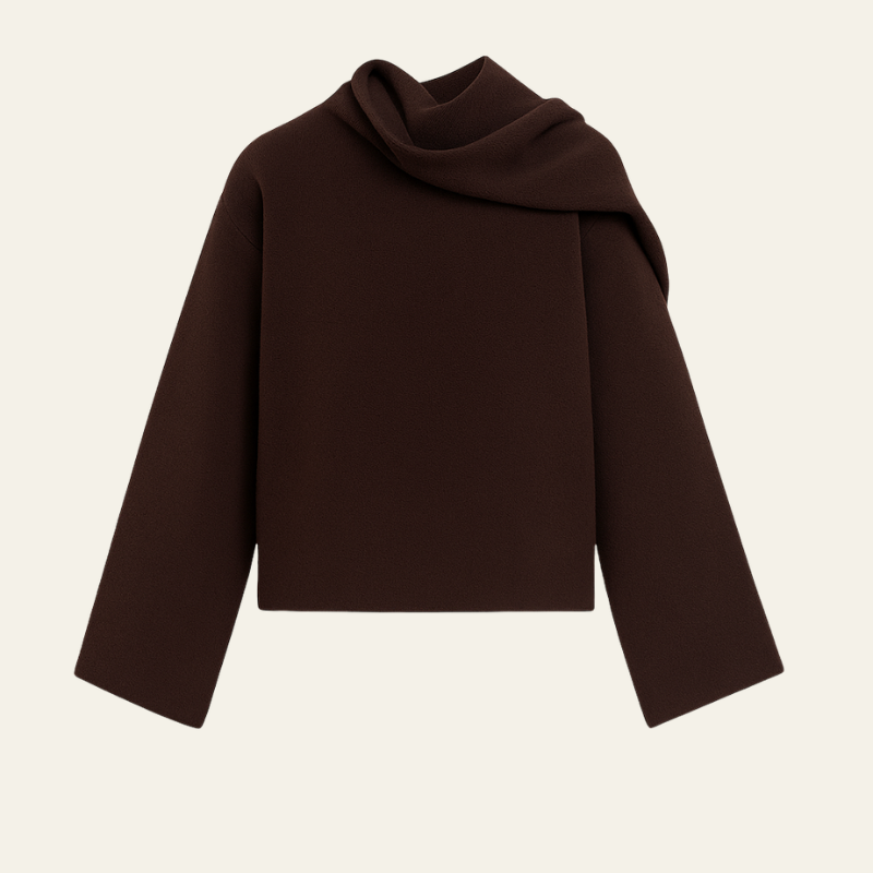 Maglione Donna con Collo a Sciarpa Integrato Minimal