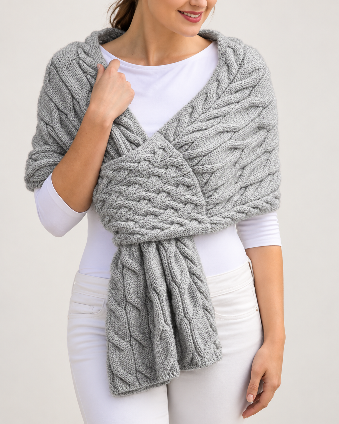 Sciarpa Donna in Maglia a Trecce Grossa Invernale 160 cm