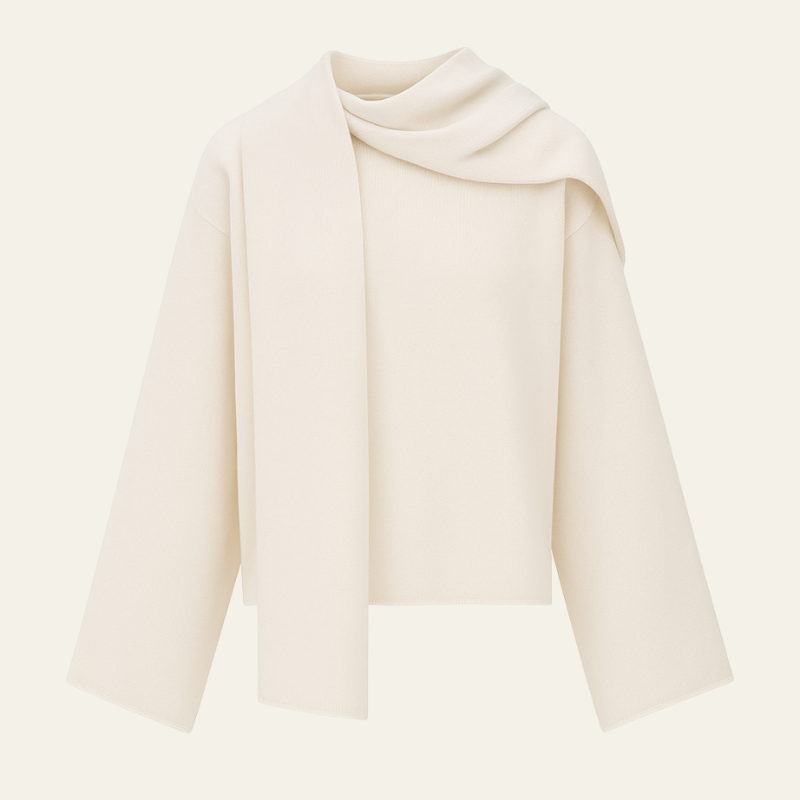 Maglione Donna con Collo a Sciarpa Integrato Minimal