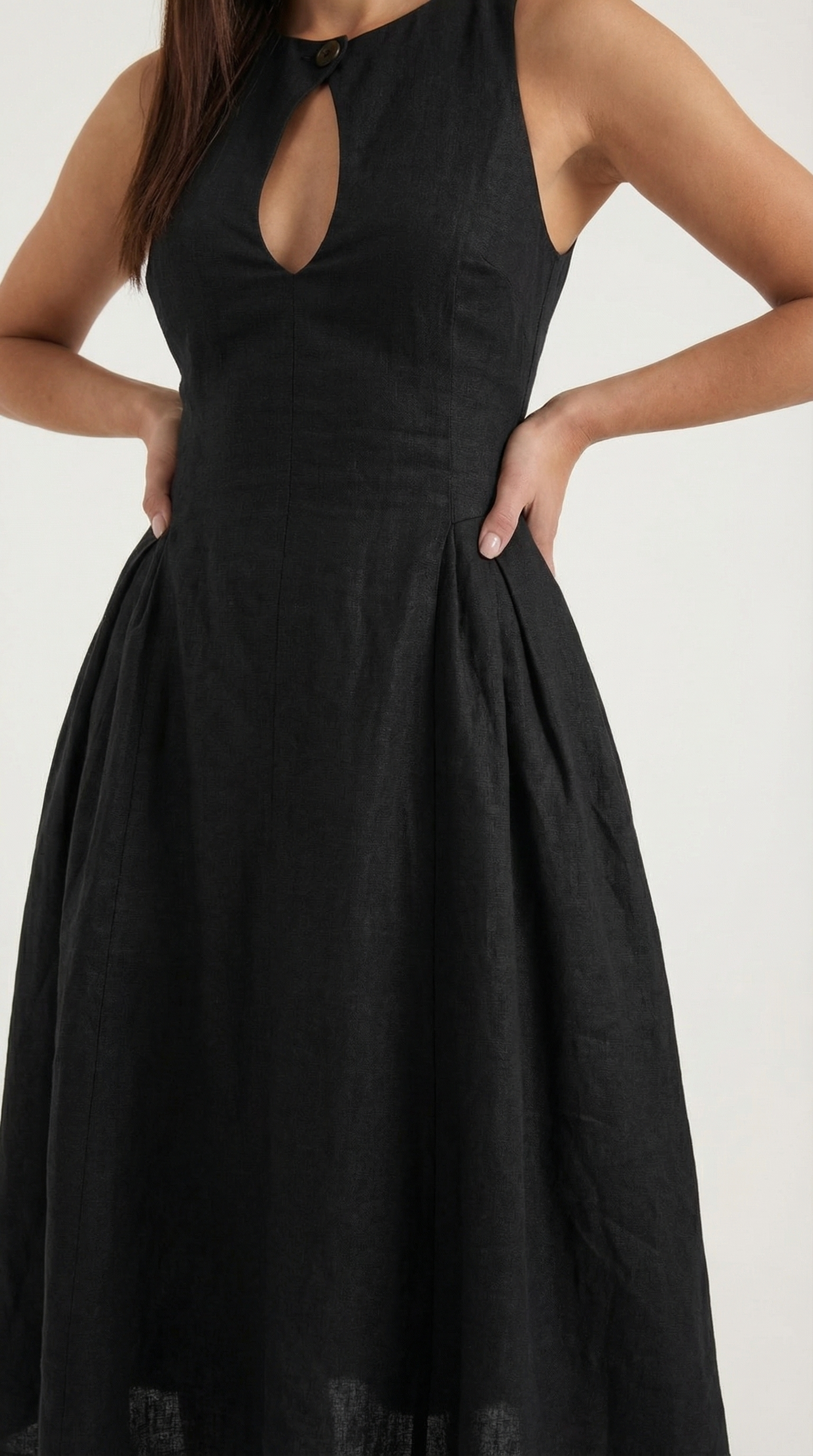Aurazio Vestito di Lino con Ritagli per Donne