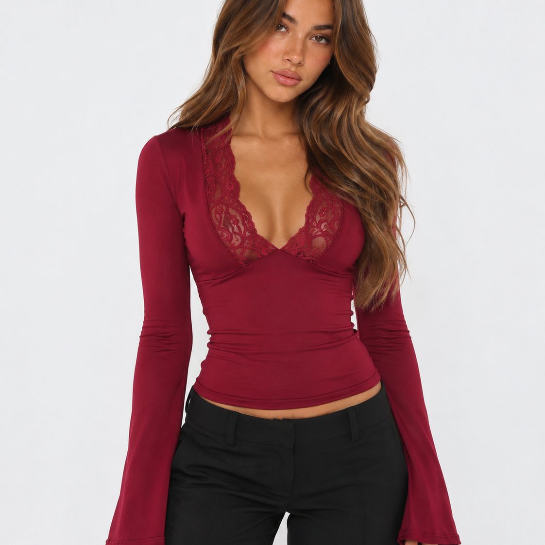 Top Donna in Pizzo Aderente Elasticizzato Seconda Pelle