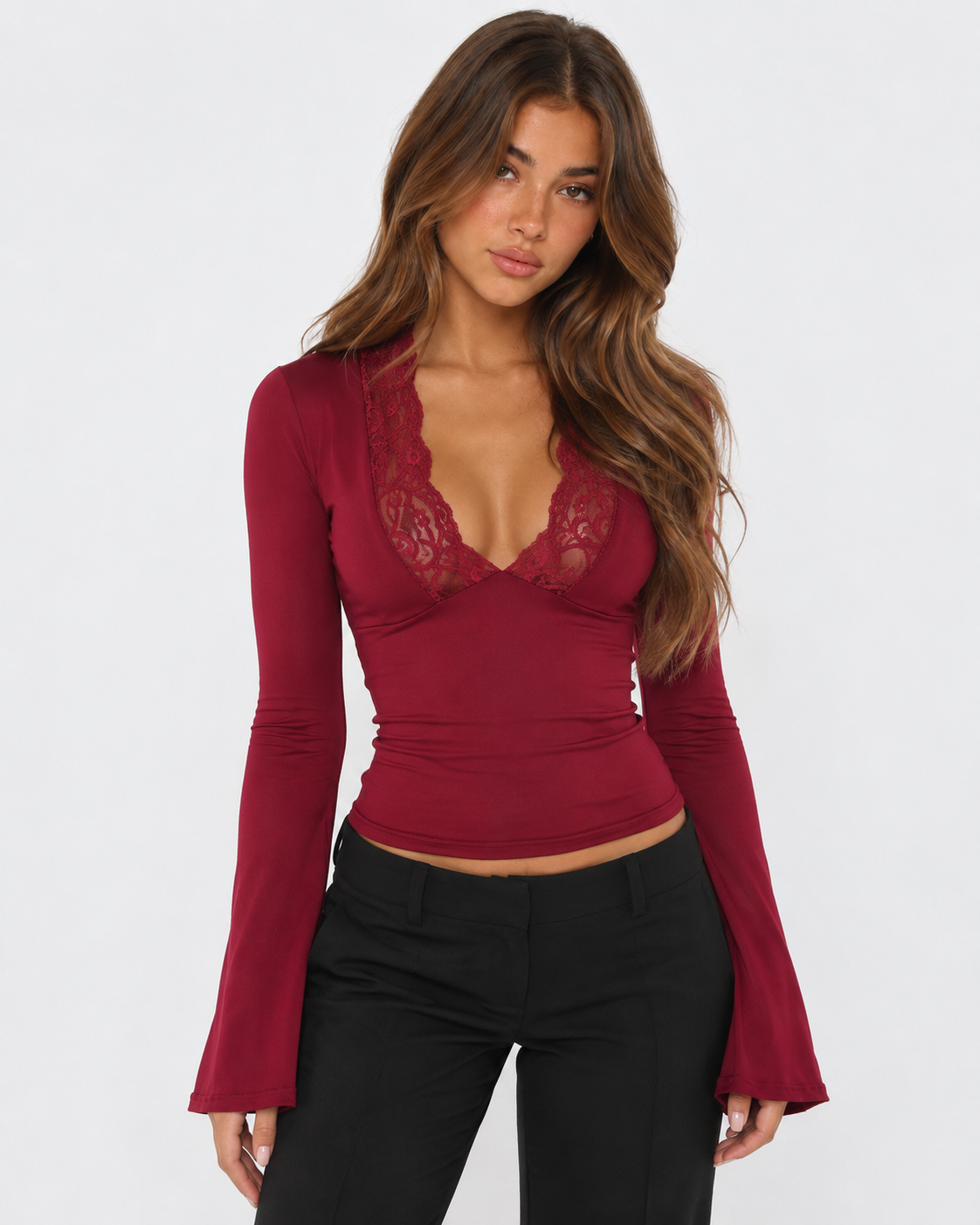 Top Donna in Pizzo Aderente Elasticizzato Seconda Pelle