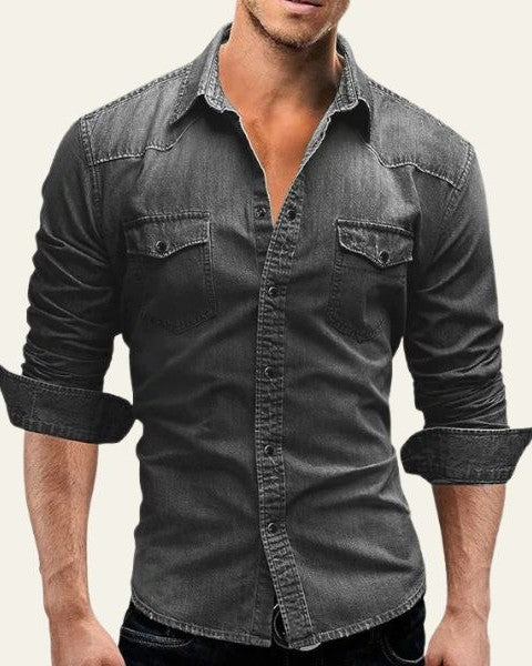 Camicia Uomo in Jeans Classica Denim Lavato Robusta