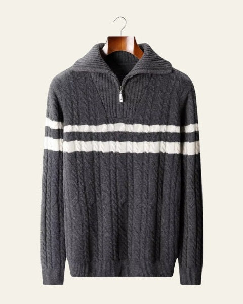 Aurazio Maglione in lana merino con zip a metà da uomo