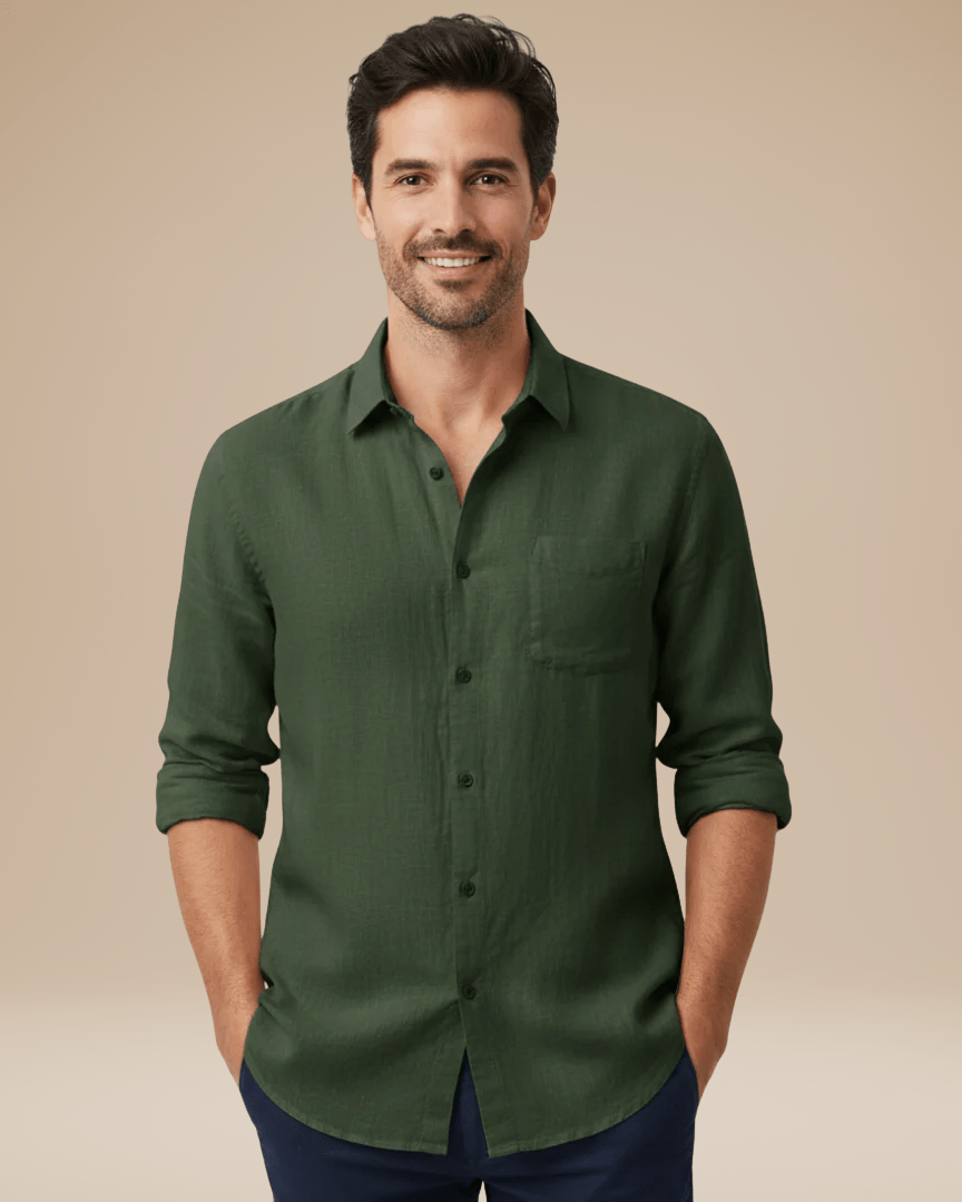 Aurazio Camicia Uomo Maniche Lunghe Leggera Traspirante