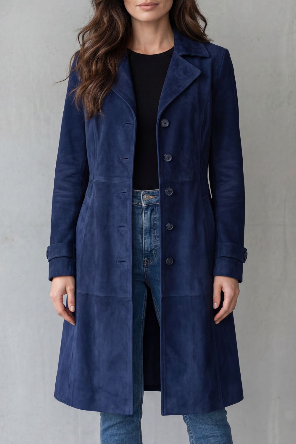 Cappotto Donna Lungo Effetto Camoscio Vintage Linea Longline