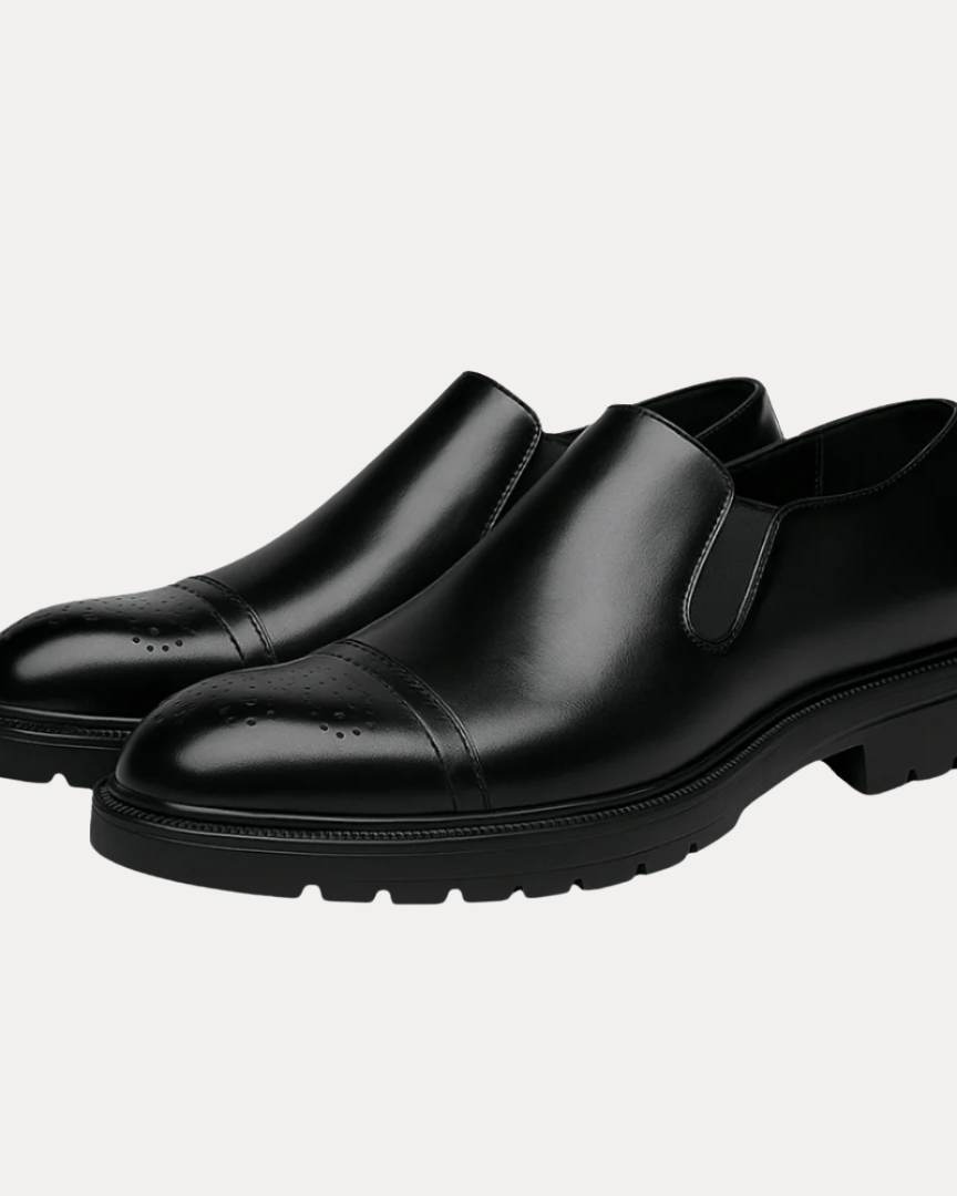 Aurazio Mocassini Uomo Punta Decorata In Pelle Sintetica Liscia, Confortevoli E Facili Da Indossare