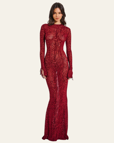 Aurazio Abito Lungo con Stampa Animale per Donne