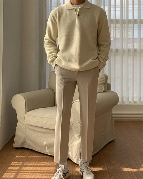 Aurazio Maglione polo in maglia morbida da uomo