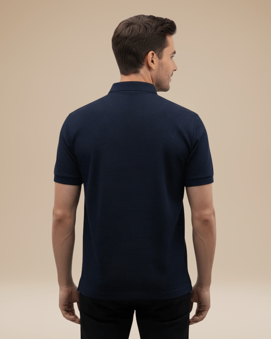 Aurazio Polo Uomo Elegante Stile Italiano Classico In Nido Ape Tessuto Traspirante Comfort