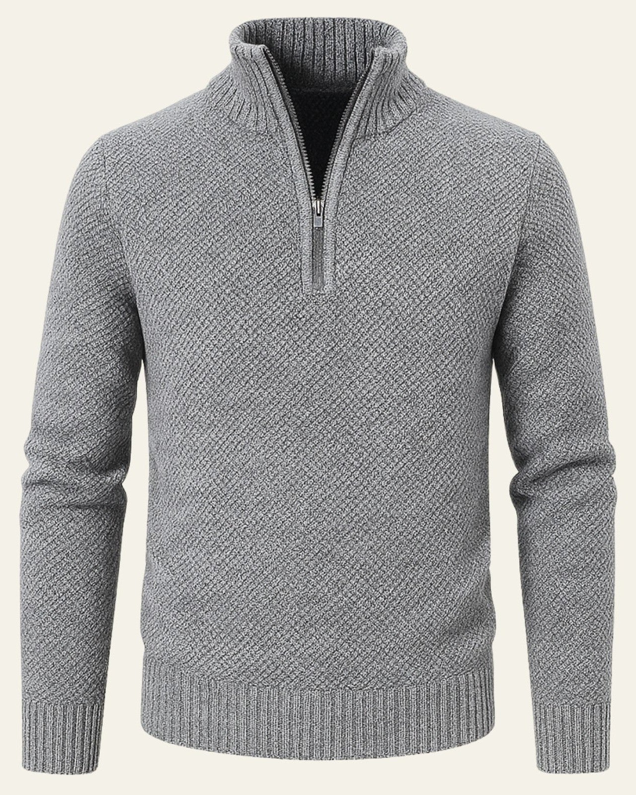 Aurazio Maglione Testurizzato Con Zip A Metà Da Uomo