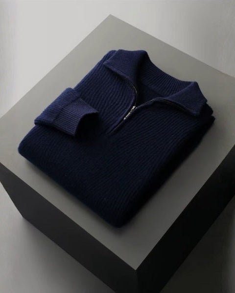 Aurazio Maglione in lana merino con zip da uomo