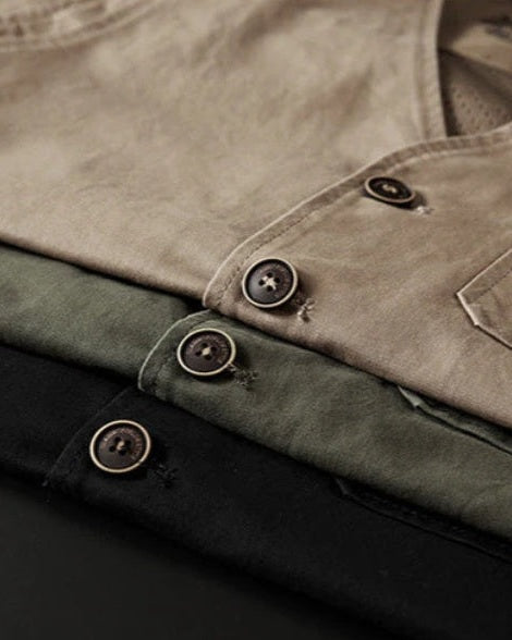 Aurazio Gilet in Cotone Dritto con Tasche da uomo