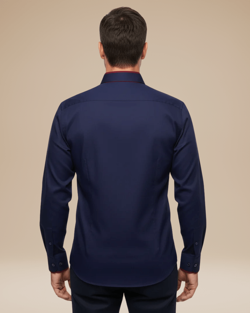 Aurazio Camicia Elegante Uomo Dettagli A Contrasto Colletto