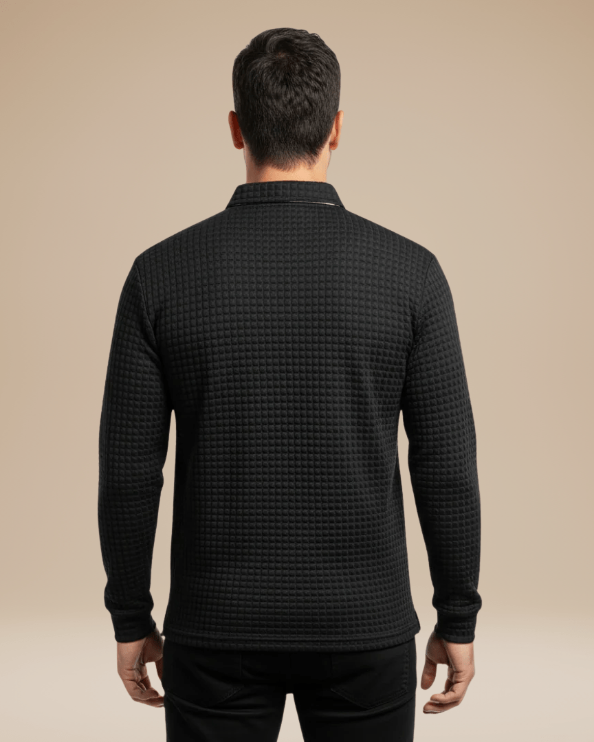 Aurazio Polo Uomo Maniche Lunghe In Maglia A Nido D Ape Calda Ed Elegante Traspirante E Comfort