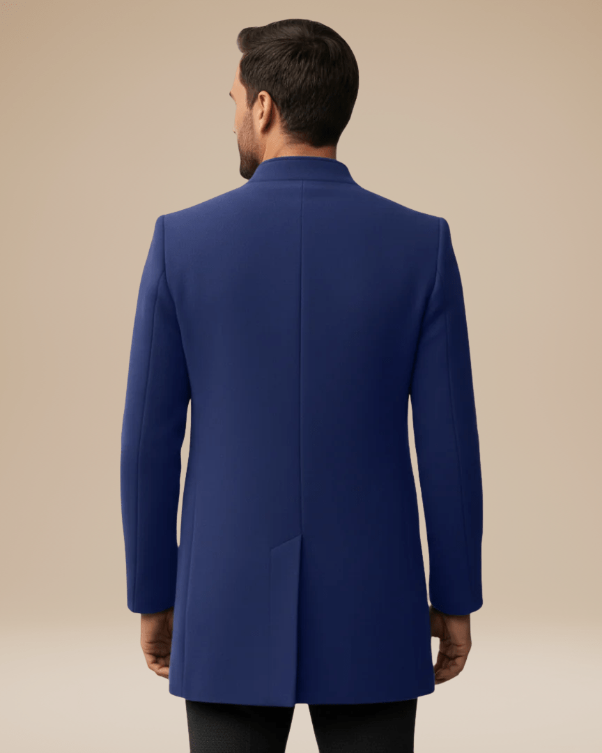Cappotto Uomo Collo Coreano Affusolato Chiusura Nascosta