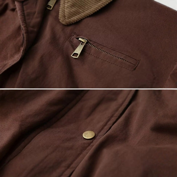 Giacca Bomber Donna in Twill di Cotone Collo Velluto a Coste
