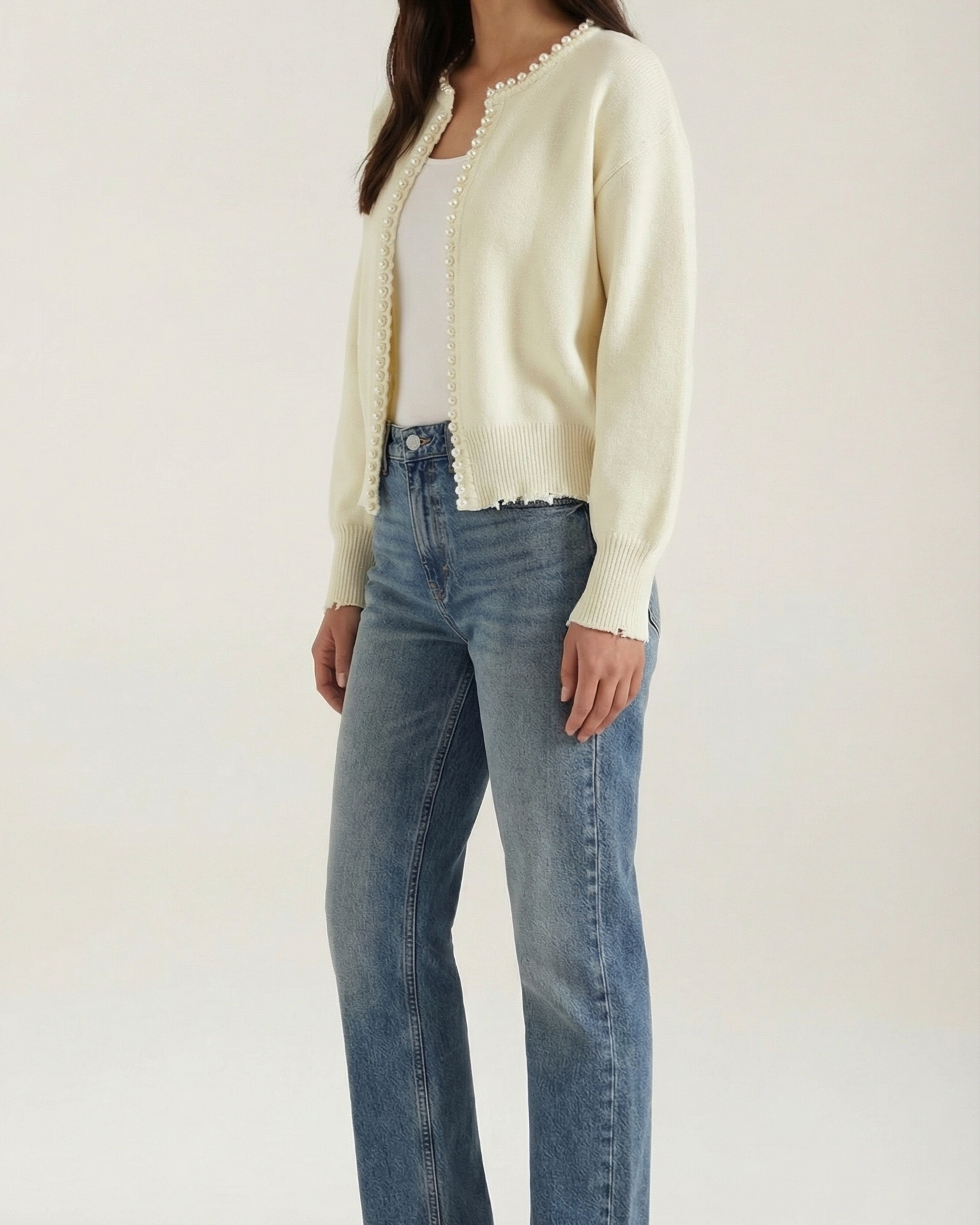 Cardigan Donna con Perle in Maglia Morbida Glamour