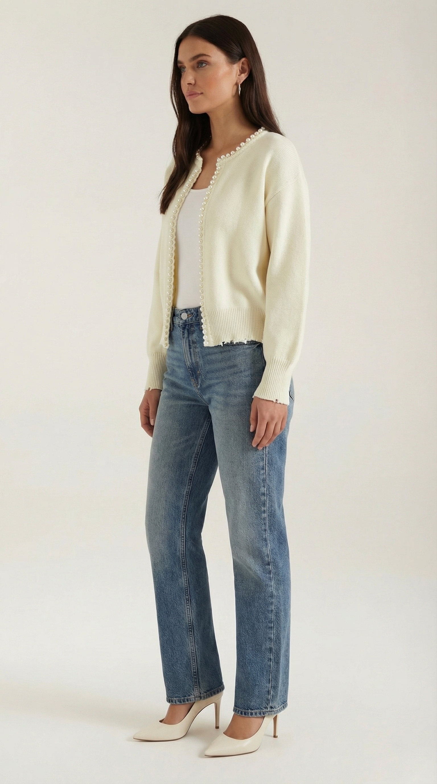 Cardigan Donna con Perle in Maglia Morbida Glamour