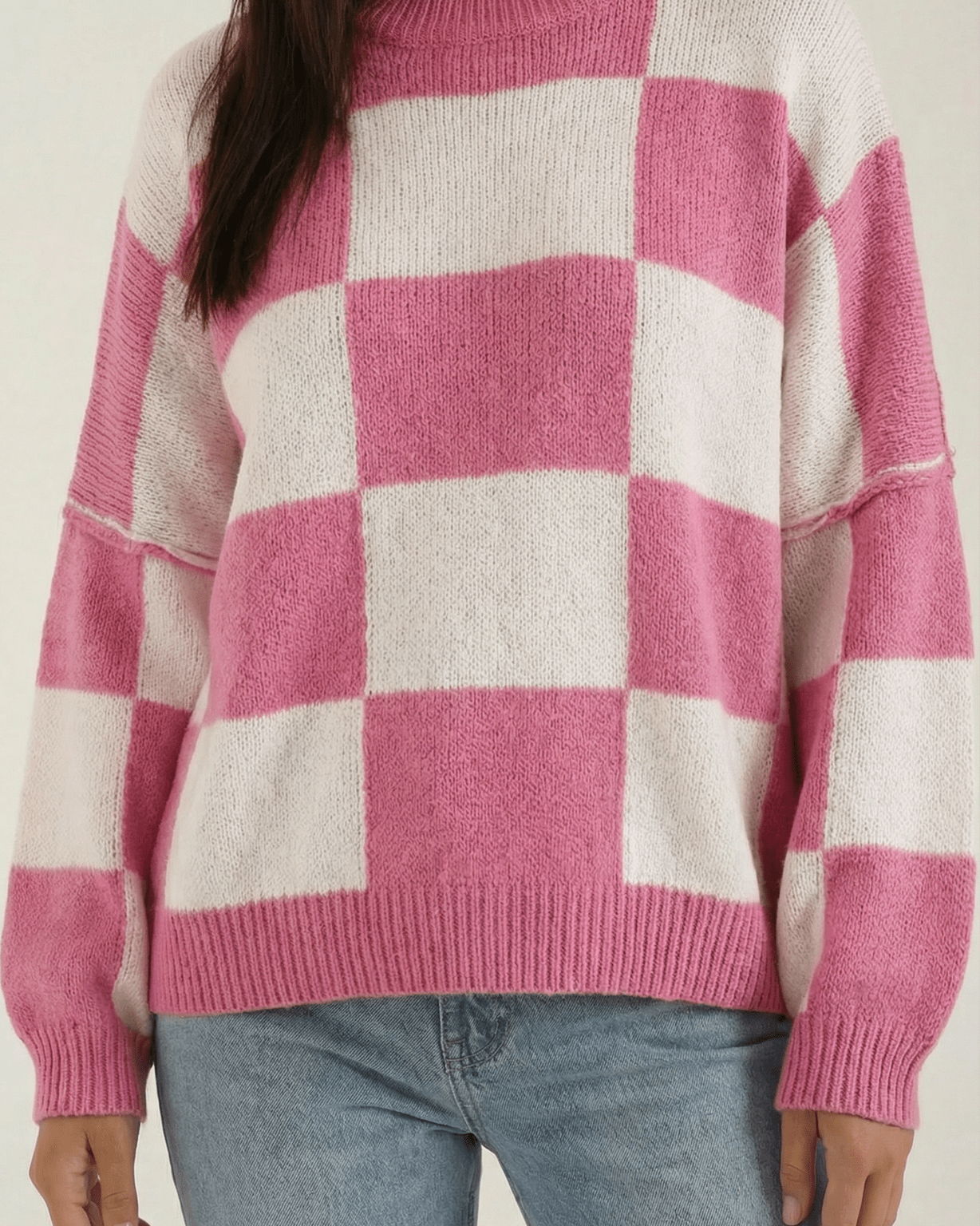 Aurazio Maglione a Quadri Checkered da Donna