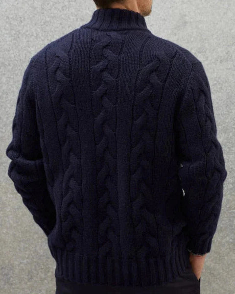 Aurazio Maglione lavorato a trecce con zip da uomo