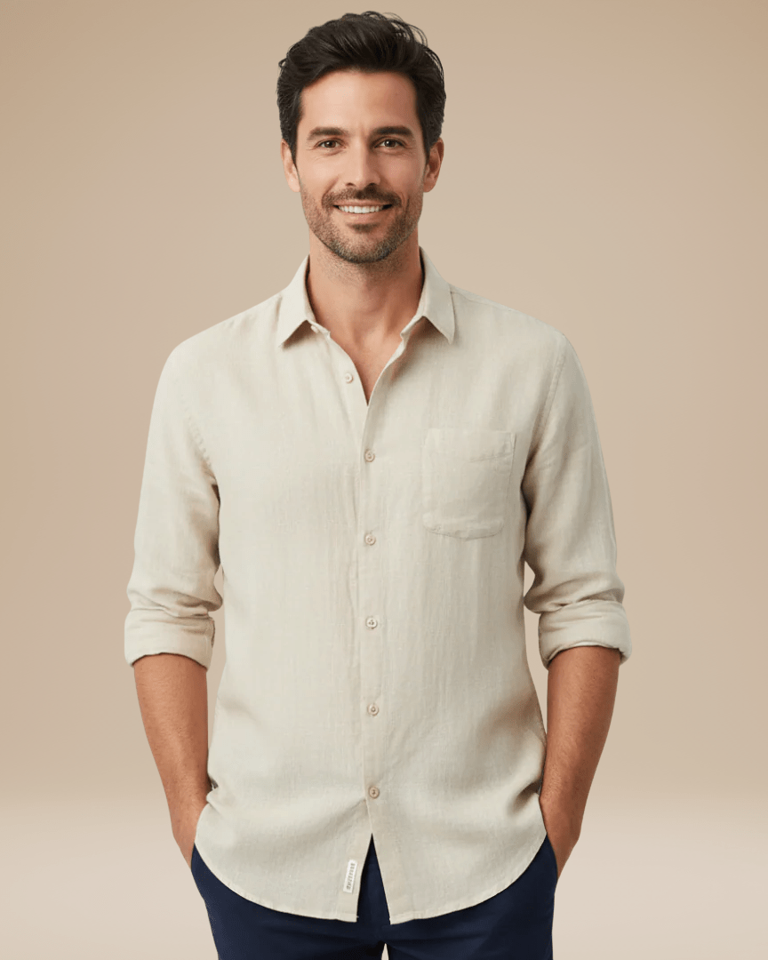 Aurazio Camicia Uomo Maniche Lunghe Leggera Traspirante